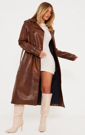 Trench en vinyle marron style vintage